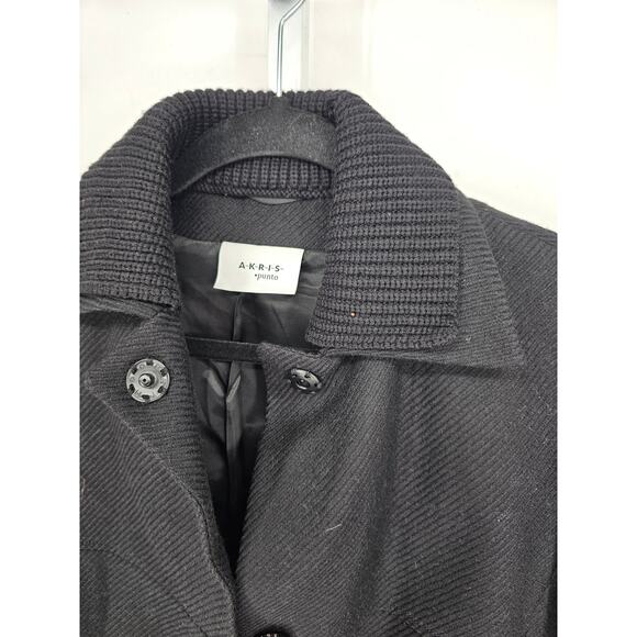 Akris Punto Black Moto Style Jacket Size 8 Zip Up 100% Wool - Picture 2 of 5